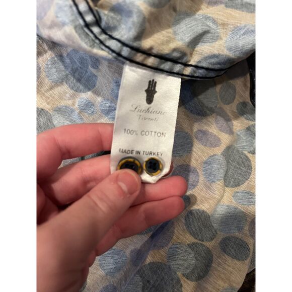 Visconti Men’s Long Sleeve Button-Up Shirt – Size Large – Brown/Blue Polka Dot - Picture 10 of 11